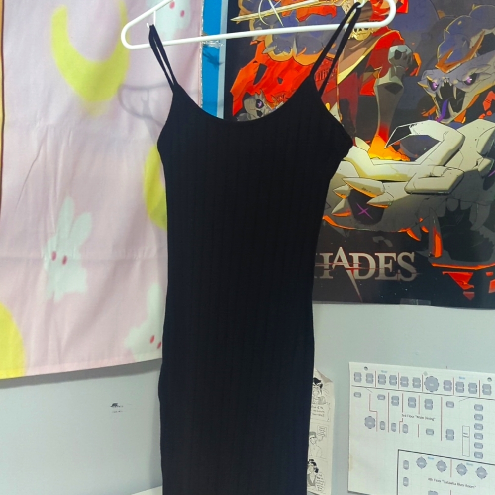 Ribbed Knit Bodycon Mini Dress with M Slits - Picture 2 of 4